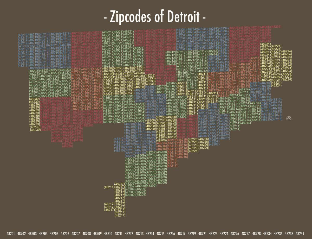 irányítószám térkép Detroit