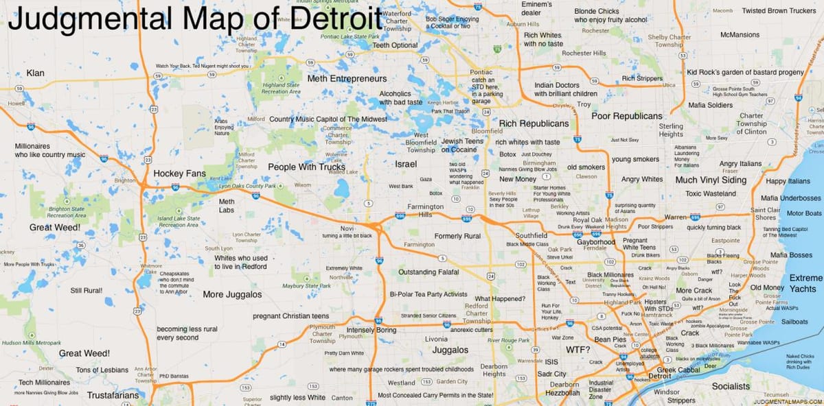 ítélkező térkép Detroit