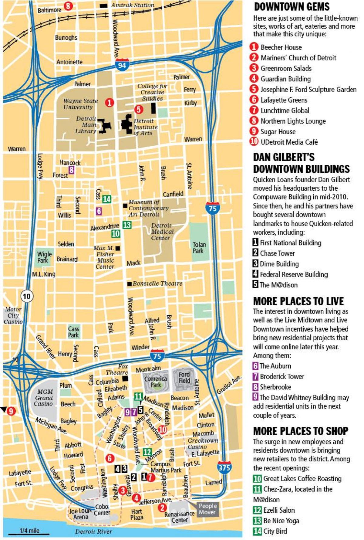 térkép downtown-Detroit