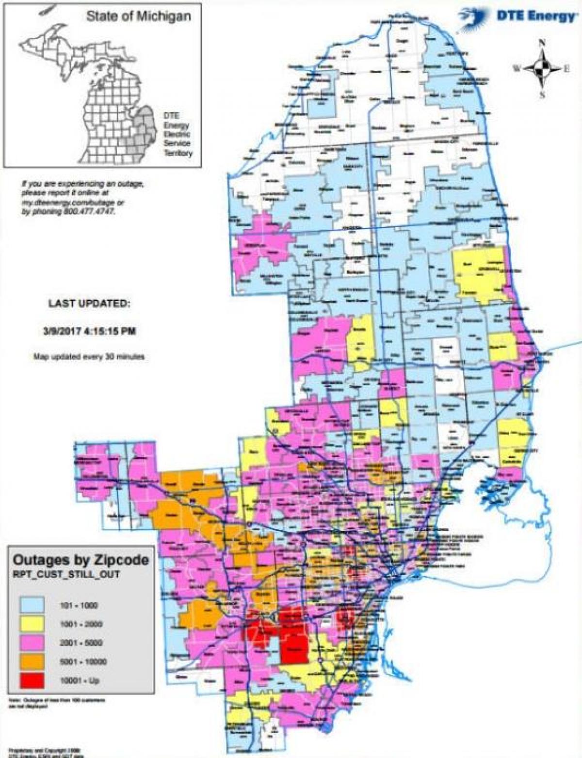 A detroiti edison áramszünet térkép