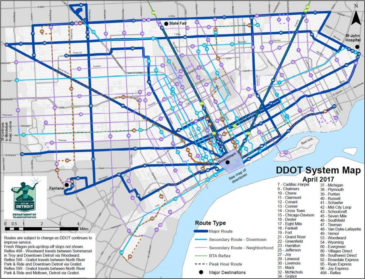 Detroit térkép Busz