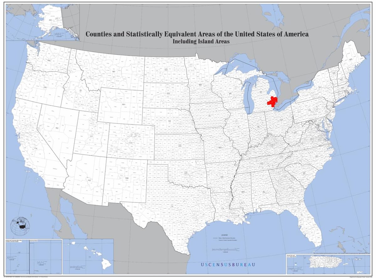 Detroit elhelyezkedés a térképen