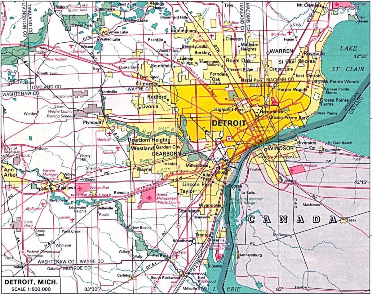 kertvárosban a Detroit térkép