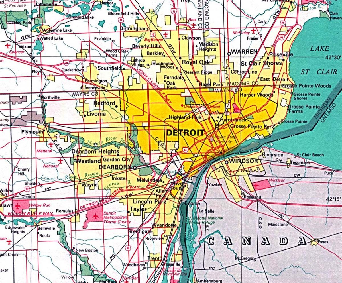 térkép Detroit