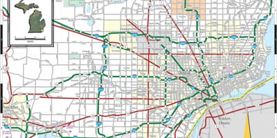 Térkép Detroit, Michigan